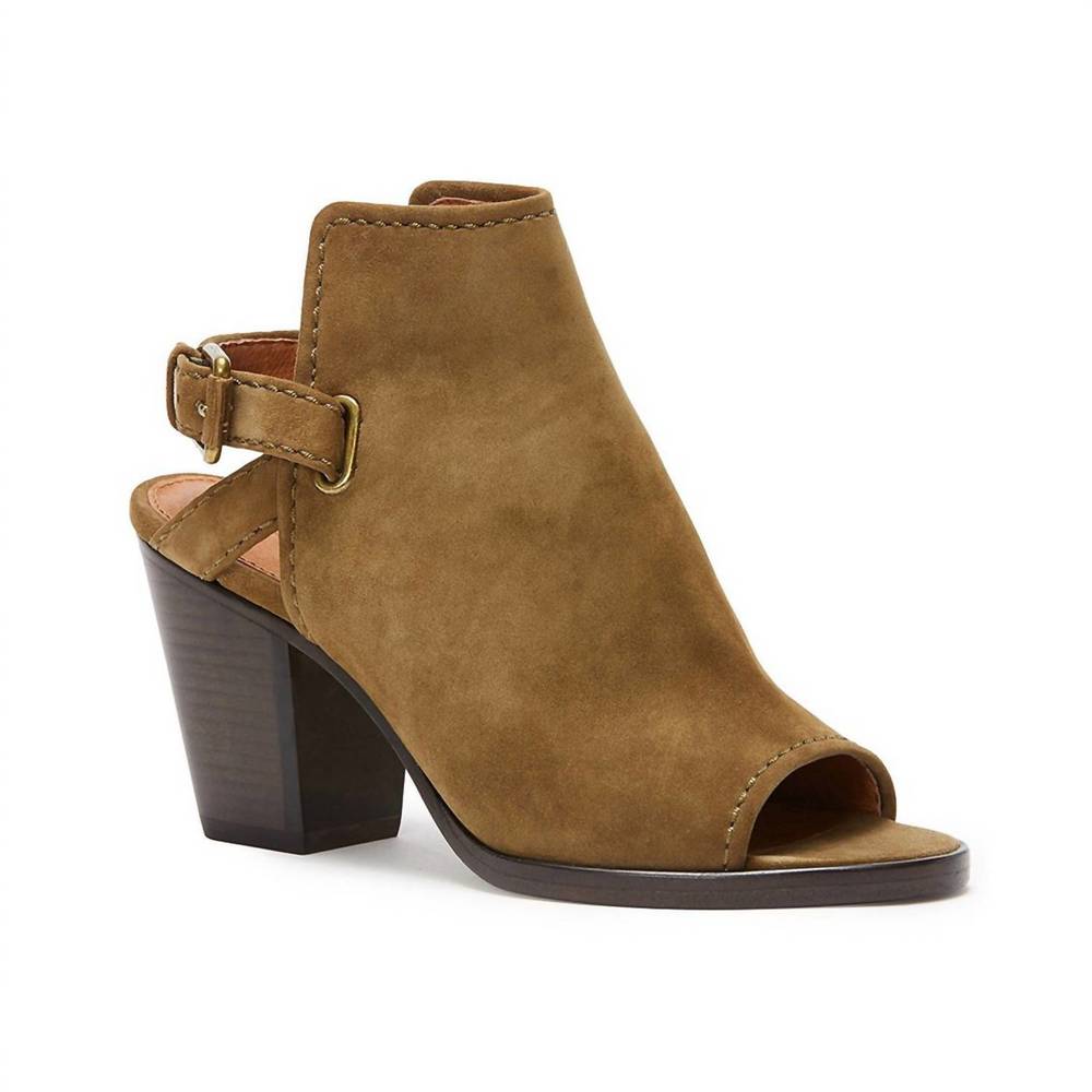 NEW FRYE women's dani shield sling peep toe sandal in khaki suede